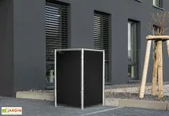 HIDE Cache-poubelle Simple En Acier Et Composite Aluminium 60 X 63 X 115 Cm -Abri et rangement boutique poubelle exterieure acier composite aluminium noir