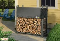 Shelter Logic Range-Bûches En Acier Epoxy + Bâche De Protection 0,5 M³ -Abri et rangement boutique range buche acier epoxy bache protection 120cm 1