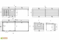 Eden Partenaire Jardin Abri De Jardin + Auvent En Bois D’épicéa Brut 22,9 M² -Abri et rangement boutique schema chalet jardin auvent bois