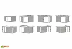 Solid Abri De Jardin En Bois D’épicéa Brut Avec Baie Vitrée - Faro 12,25 M² -Abri et rangement boutique schema configurations studio jardin faro