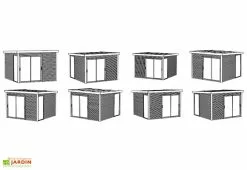 Solid Abri De Jardin En Bois D’épicéa Brut Avec Auvent - Sagres 21,14 M² -Abri et rangement boutique schema configurations studio jardin solid sagres