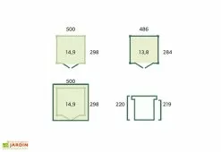 Gardenas Abri De Jardin En Bois D’épicéa Brut 26 Mm – 14,9 M² -Abri et rangement boutique schema dimensions abri jardin gardenas 14m2