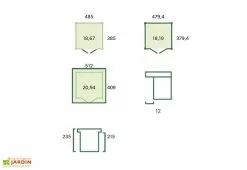 Gardenas Abri De Jardin En Bois D’épicéa Brut Et Profilés En Aluminium - 18,7 M² -Abri et rangement boutique schema dimensions abri jardin gardenas 18m2