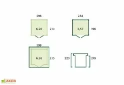 Gardenas Abri De Jardin En Bois D’épicéa Brut 26 Mm – 6,2 M² -Abri et rangement boutique schema dimensions abri jardin gardenas 6m2