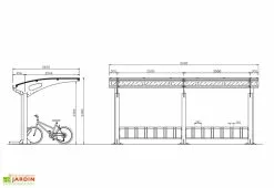 Helios Arredo Urbano Abri à Vélos Pour Collectivités En Acier Galvanisé Et Polycarbonate Larus -Abri et rangement boutique schema dimensions abri velo acier larus