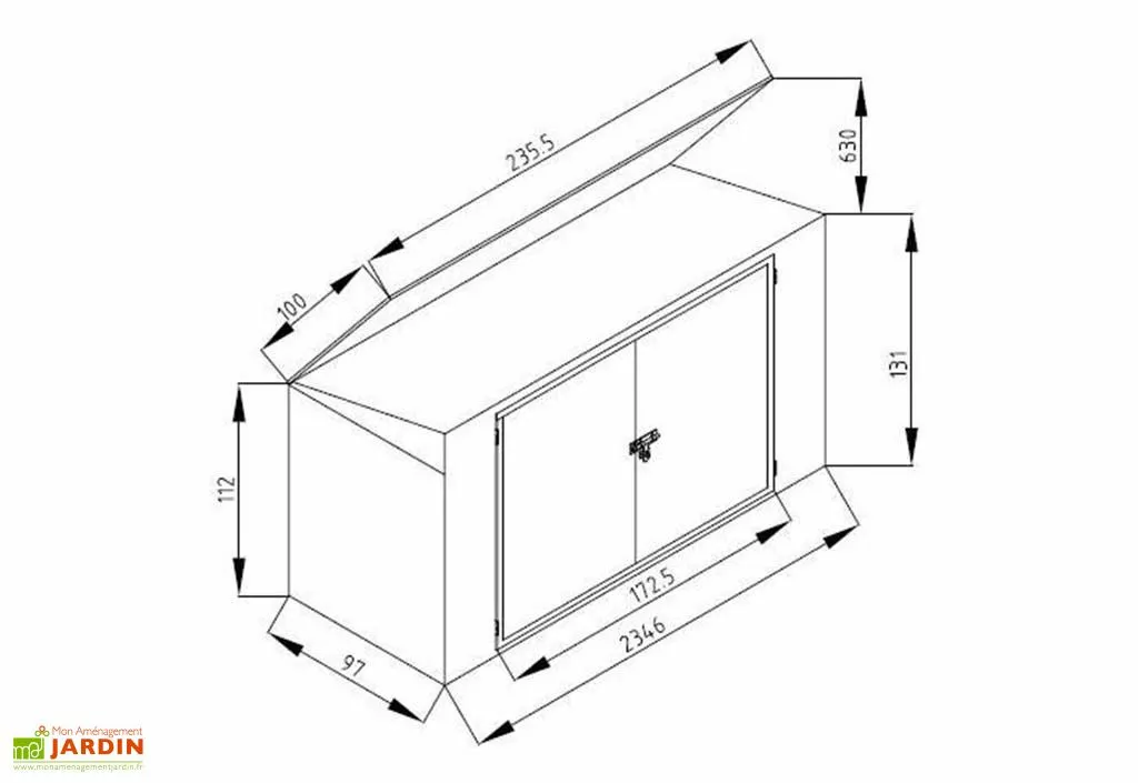 Westmann Cache-Poubelle Extérieur En Acier 100 X 235 X 131 Cm (3 Poubelles) 6 Westmann Cache-Poubelle Extérieur En Acier 100 X 235 X 131 Cm (3 Poubelles) – Image 4