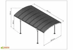 Canopia Carport En Aluminium Et Polycarbonate Atlas 14 M² -Abri et rangement boutique schema dimensions carport palram atlas