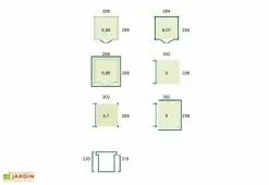 Gardenas Abri De Jardin En Bois D’épicéa Brut Avec Auvent – 17,8 M² -Abri et rangement boutique schema dimensions remise jardin auvent gardenas 17m2