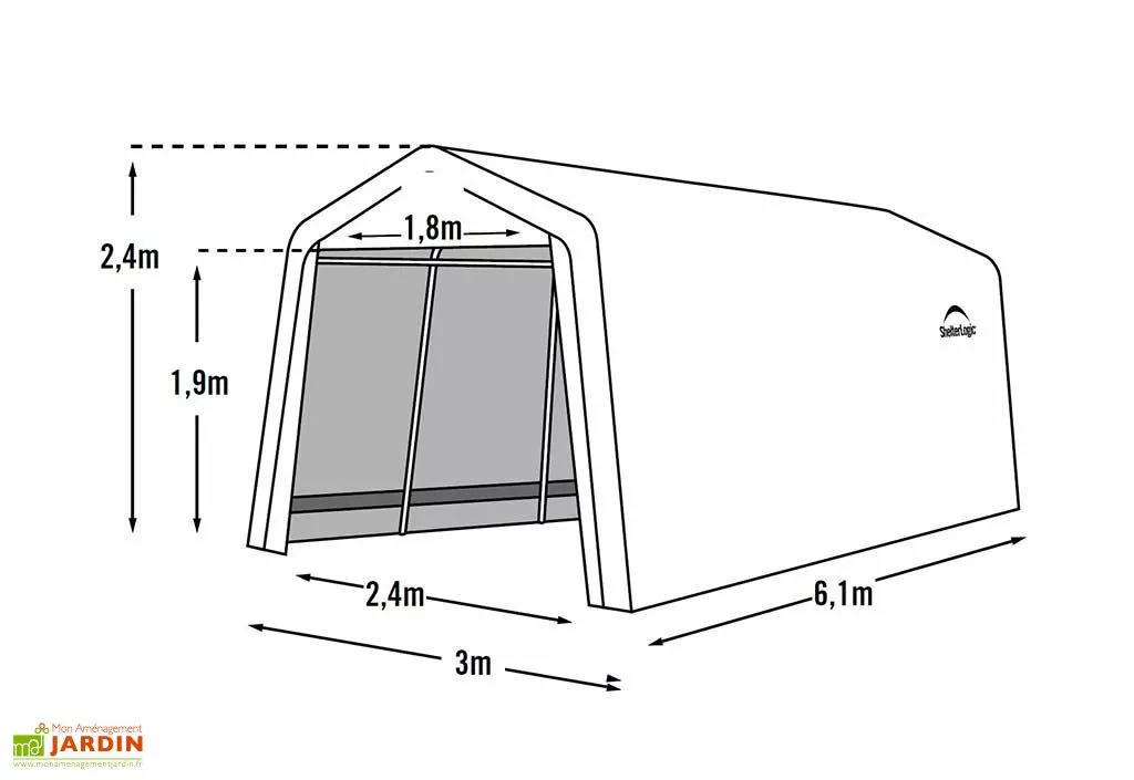 Shelter Logic Garage En Toile Polyéthylène Et Acier 18,3 M² Anthracite 7 Shelter Logic Garage En Toile Polyéthylène Et Acier 18,3 M² Anthracite – Image 6