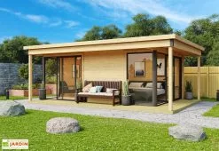 Lasita Studio De Jardin En Bois 23,7 M² Ep. 44 Mm – Doméo 3 V2 Plus + Terrasse