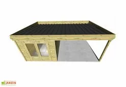 Abri Français Abri De Jardin En Bois De Pin Traité Avec Auvent – 23,2 M² -Abri et rangement boutique toiture bac acier abri jardin bois avec auvent