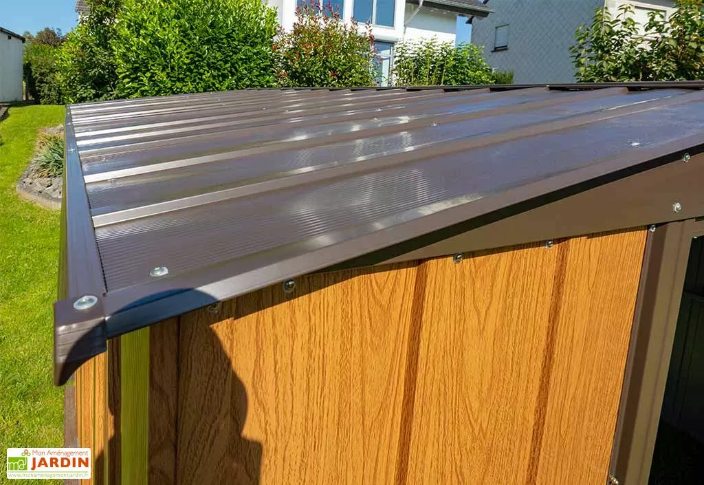 Spacemaker Abri De Jardin En Acier Galvanisé Imitation Bois Woodlake – 11,5 M² 6 Spacemaker Abri De Jardin En Acier Galvanisé Imitation Bois Woodlake – 11,5 M² – Image 4