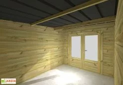 Abri Français Abri De Jardin En Bois De Pin Traité Avec Auvent – 23,2 M² -Abri et rangement boutique vue interieur abri jardin double porte