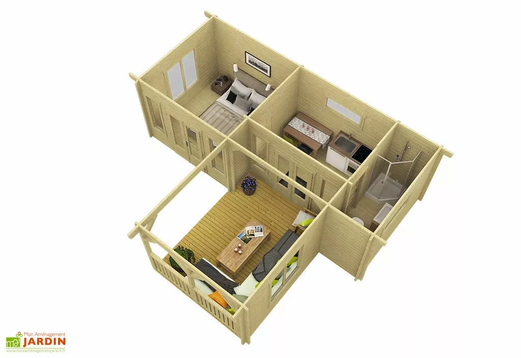 Inmedias Res Bungalow De Jardin En Bois D’épicéa Brut Karl – 51,48 M² 5 Inmedias Res Bungalow De Jardin En Bois D’épicéa Brut Karl – 51,48 M² – Image 3